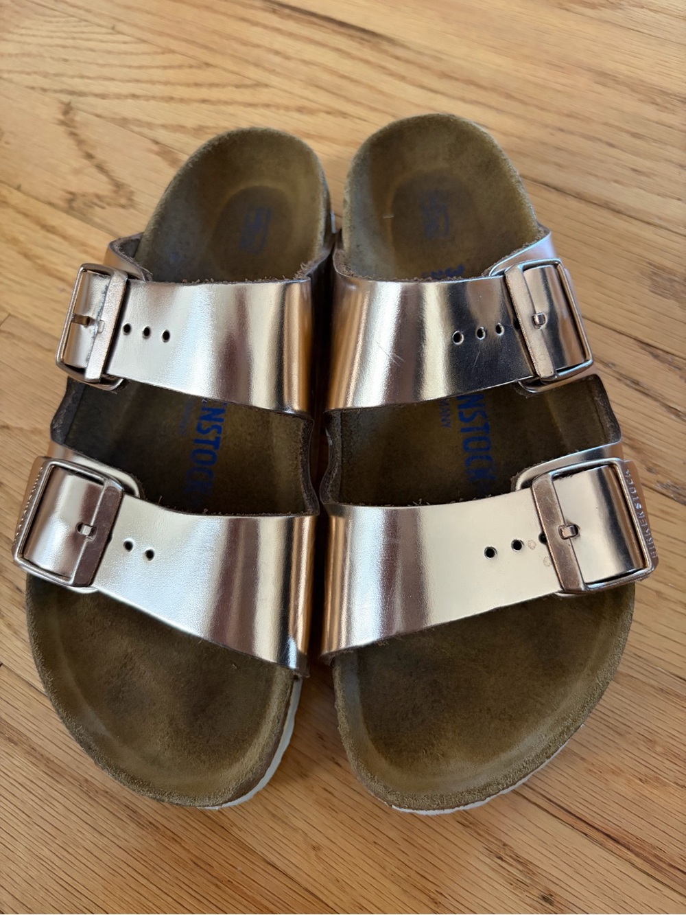Birkenstock Rose Gold Double-Buckle Sandals size 38